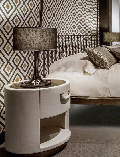Modern bedroom bedside table Valentino.  Dim H 54 x .50 cm. Price  4.400 euros
