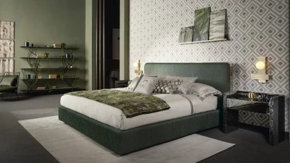 Upholstered bed modern bedroom Elvis. Dim  cm 193 x 222 x 110 cm 29 h x 32 h. Price  5.100 euros