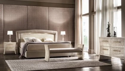 Upholstered bed modern bedroom Portofino. Dim  205 x 225 x 125 cm 29 h. Price 4.000 euros