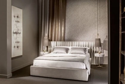 Upholstered bed modern bedroom Twist. Dim 242 x 228 x 108 cm 31 h. Price  4.600 euros