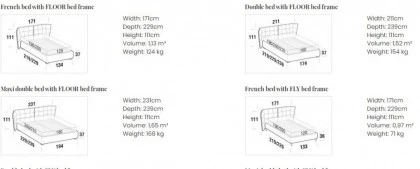 Size Modern upholstered bed Aspen collection
