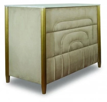 Luxury Suede Fabric Chest of Drawers with Marble Top - Tuscany-€7.955-
