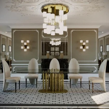 Dining Table-Lotus-An exquisite structure with a stunning glass table top- € 10.012
