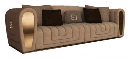 High End Contemporary Italian Designer Quilted Suede Fabric Sofa - Collier-€7.749