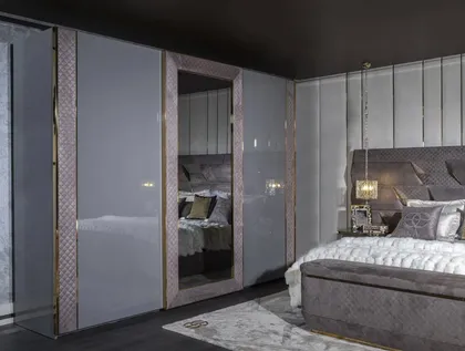 Modern bedroom wardrobe Botega gold