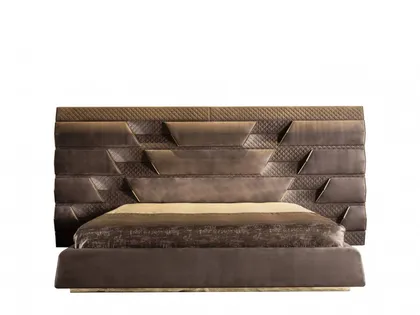 Upholstered bedroom bed Botega gold