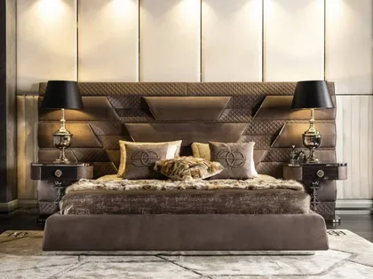 Upholstered bedroom bed Botega silver