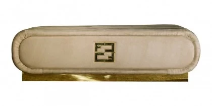 Contemporary Italian Designer Suede Fabric Upholstered Bench - Collier