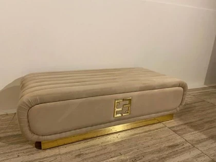 Contemporary Italian Designer Suede Fabric Upholstered Bench - Collier 01