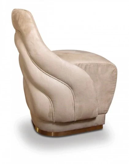 Italian Curved Designe Suede Fabric Chair - Collier