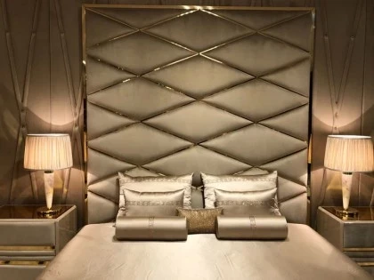 High End Modern Taupe Soft Velvet Bed - Gattopardo 01