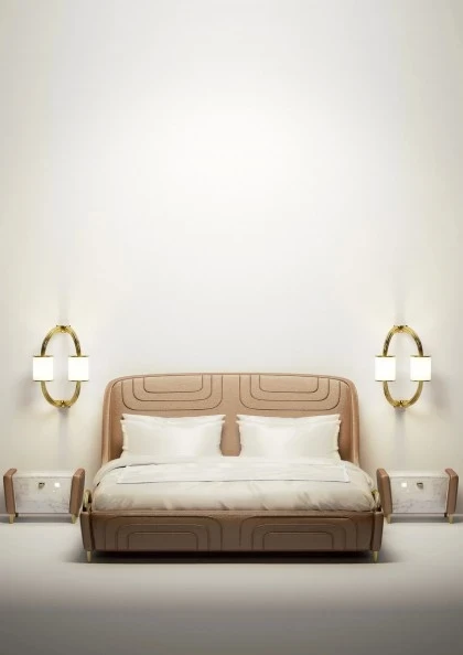 Contemporary Upholstered Suede Bed - Tuscany