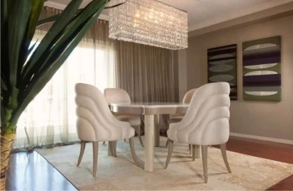 Exclusive Estremoz Marble Top Luxury Designer Dining Table Sets 4 chairs- Pony