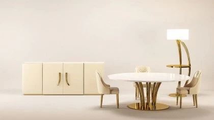 Exclusive High End Tuscany Statement Design Marble Dining Table Sets 4 Chairs- Tuscany