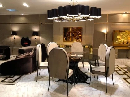 Exclusive Spider Pedestal Round Glass Dining Table Sets