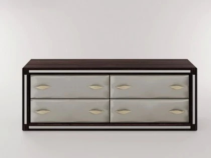 Luxury Modern Ebony And Damask Fabric Sideboard - Lotus
