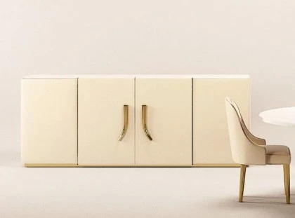 Modern Design Suede Taupe Four Door Buffet - Tuscany
