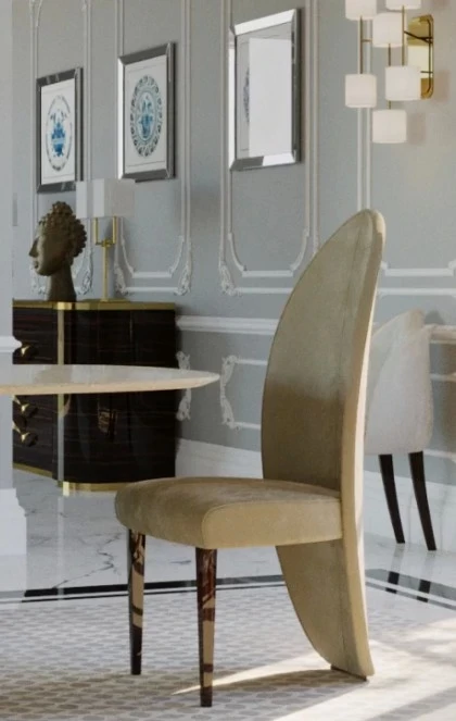 The High End Luxury Velvelt Leaf Chair - Lotus