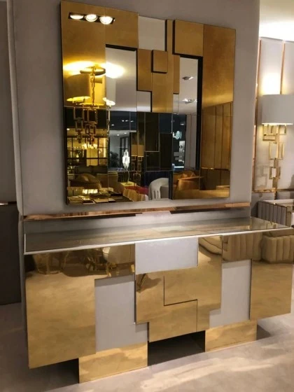 Elegant Reflex Angelo buffet featuring a luxury crystal top and soft velvet finish for living rooms.