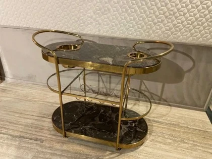 Luxury Sahara gold footed tray, an exquisite decorative accessory for premium Italian coffee table styling.