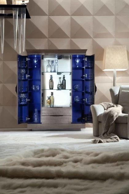 Luxurious bar unit from the Giorgio Collection featuring high-end finishes and functional interior storage.
