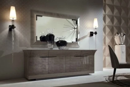 Sophisticated Alchemy buffet cabinet with textured finishes providing elegant storage for a modern living space.