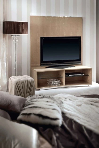 SUNRISE TV UNIT WITH LEATHER SHELVES
