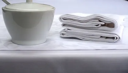 Damask textile for restaurant table linen Ipanema alb 01
