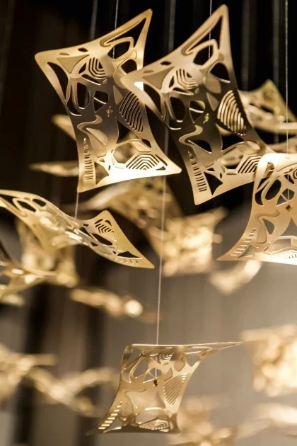Manta rai chandelier detail