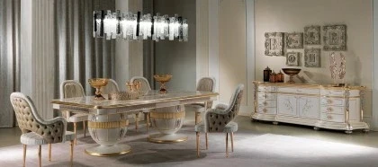 ART. AQ014  DINING TABLE WITH MOTHER OF PEARL AND BRASS INLAY-ART. AQ038  SIDEBOARD-ART. AQ013  ARMCHAIR