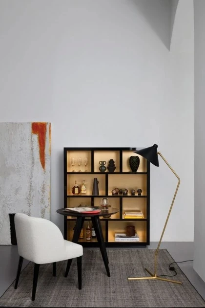 PAUL dining table, COLETTE dining chair and HEGE Media bookcase