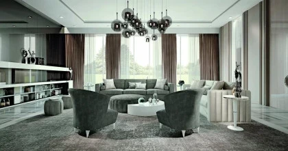Grande divano 3 posti sagomato per living moderno Ellipse