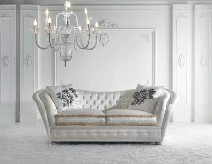 Classic Italian sofa from the Epoque Home Philosophy collection featuring fine fabrics and refined details.