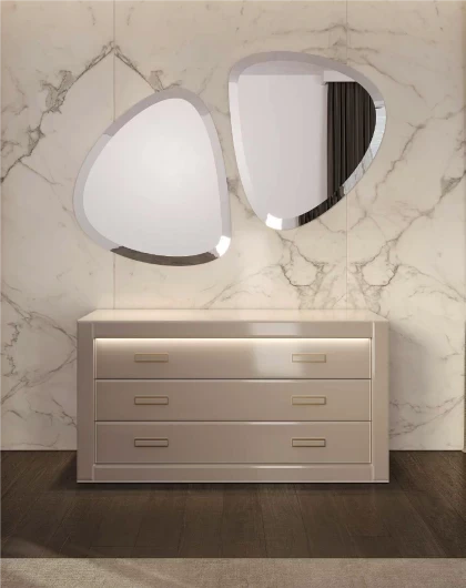 Premium Italian bedroom composition by Reflex Angelo showcasing a contemporary luxury mood and upholstered headboard.