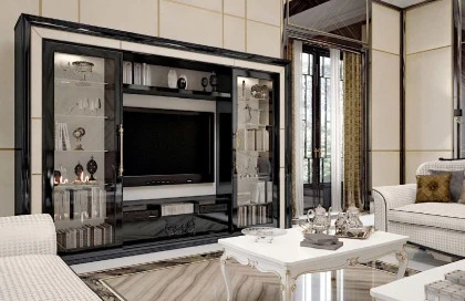 Elegant media unit from Giorgio Collection offering balanced storage and refined surfaces for living rooms.