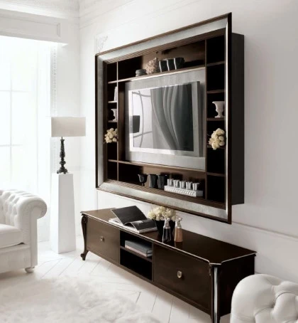 Modern media unit with sleek storage compartments designed for a refined and coherent interior space.