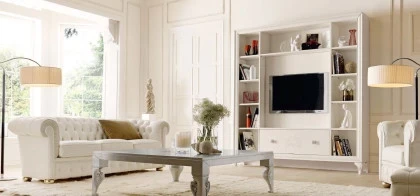 Wide luxury TV unit with integrated side storage helping to organize a focal wall beautifully.