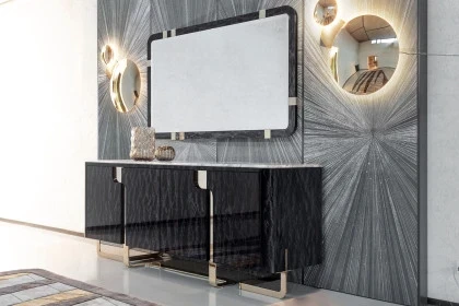 Sophisticated buffet cabinet from the Giorgio Collection anchoring the dining room with refined architectural balance.