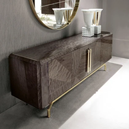 Italian designer buffet cabinet featuring refined wood veneers and balanced proportions for high-end dining interiors.