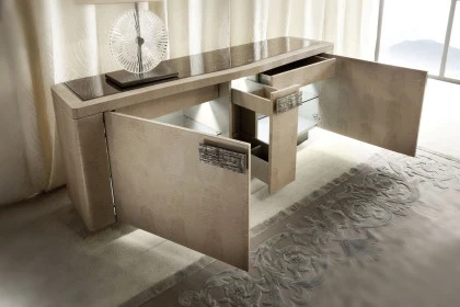 Modern luxury buffet cabinet offering generous closed storage for organizing formal tableware and dining accessories.