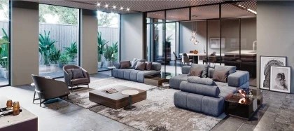 Italian sectional sofa with refined upholstery and premium material quality for high-level interior projects.