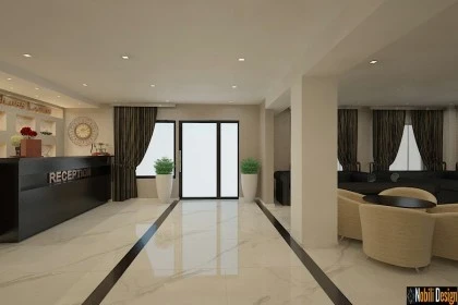 Contemporary indoor design hotel room concept