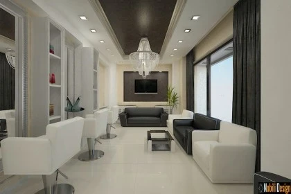 Sleek beauty salon interior design concept