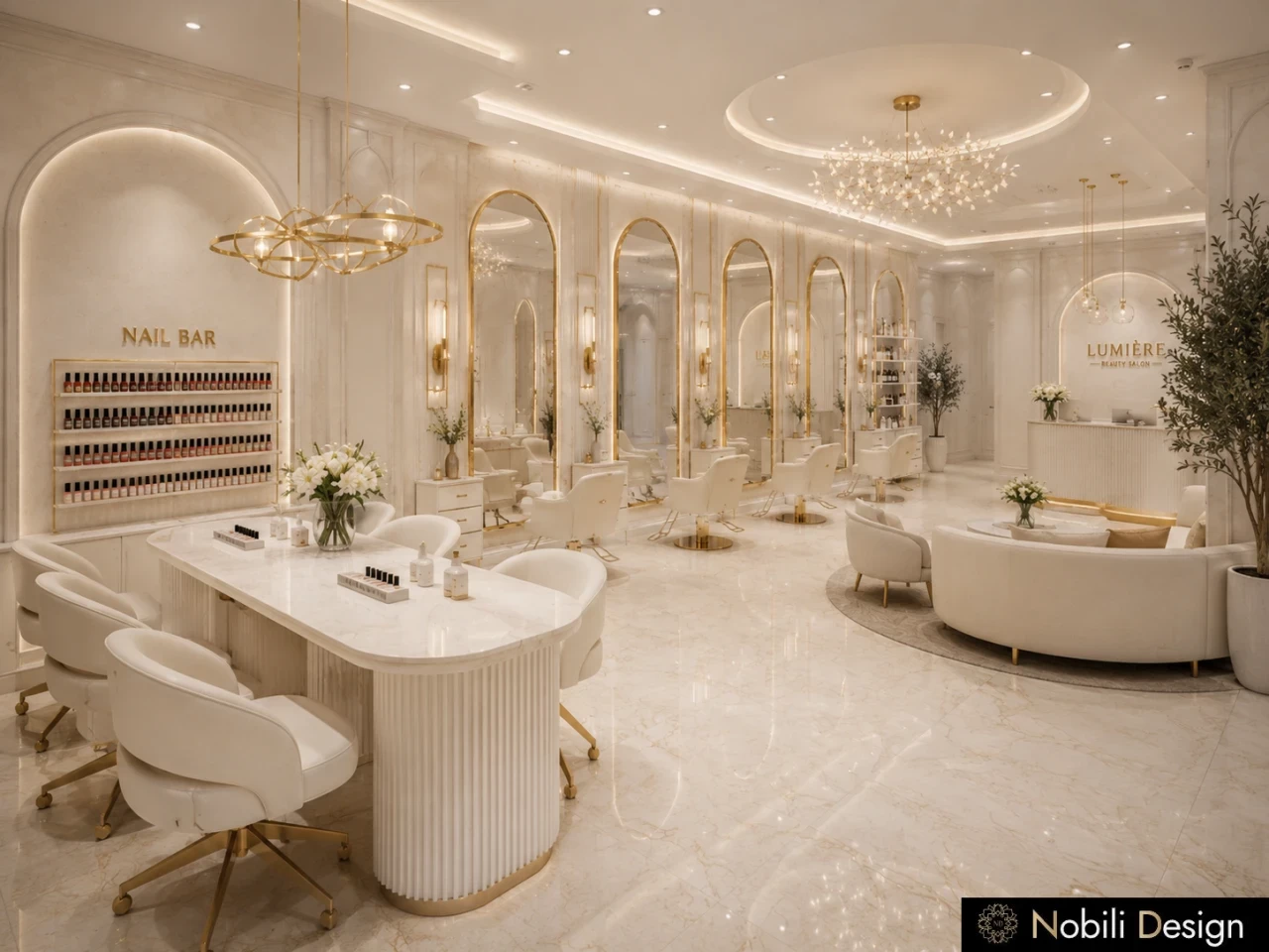 Beauty salon layout design for treatment rooms manicure areas and storage